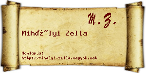 Mihályi Zella névjegykártya